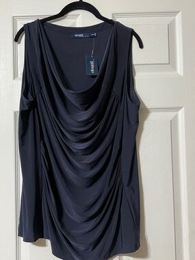 ELOQUII Draped Sleeveless Tank - Navy Sz 18/20W